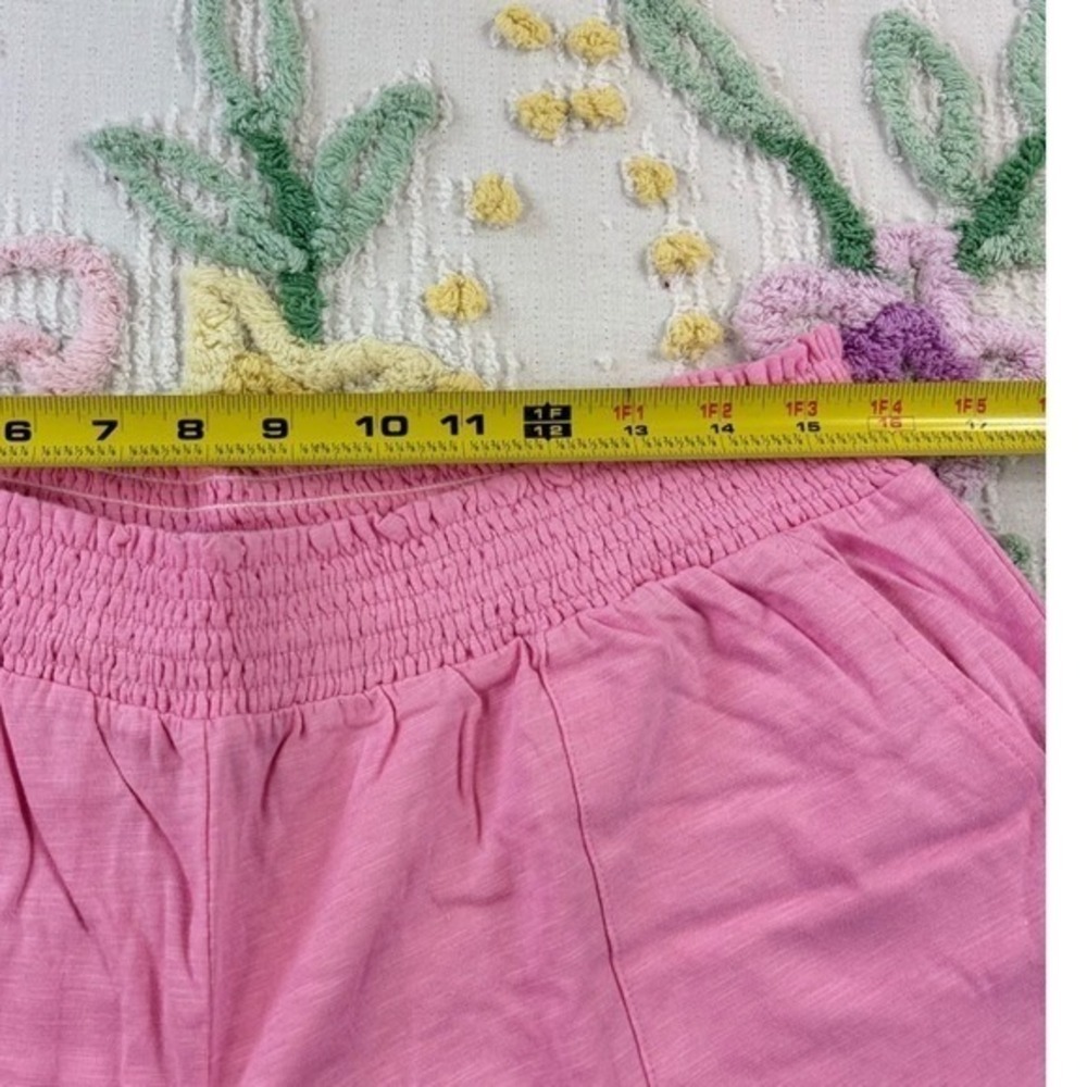 Candace Cameron Bure Pink Smocked Waist Wide Leg Pants Cotton Linen Blend L - Picture 5 of 10